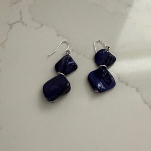 Elegant Deep Blue Dangle Earrings